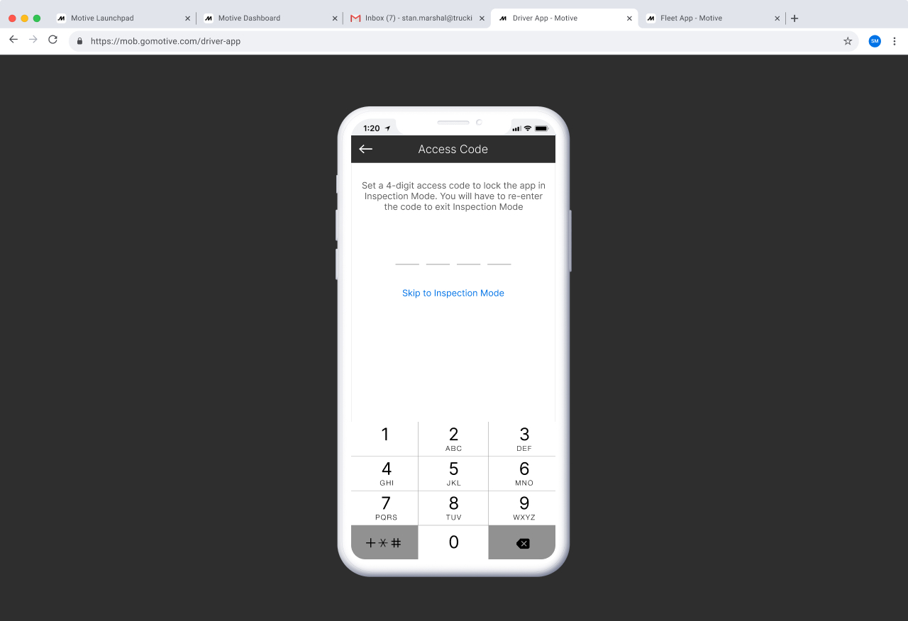 New feature update DOT Inspection Mode Access Lock Motive