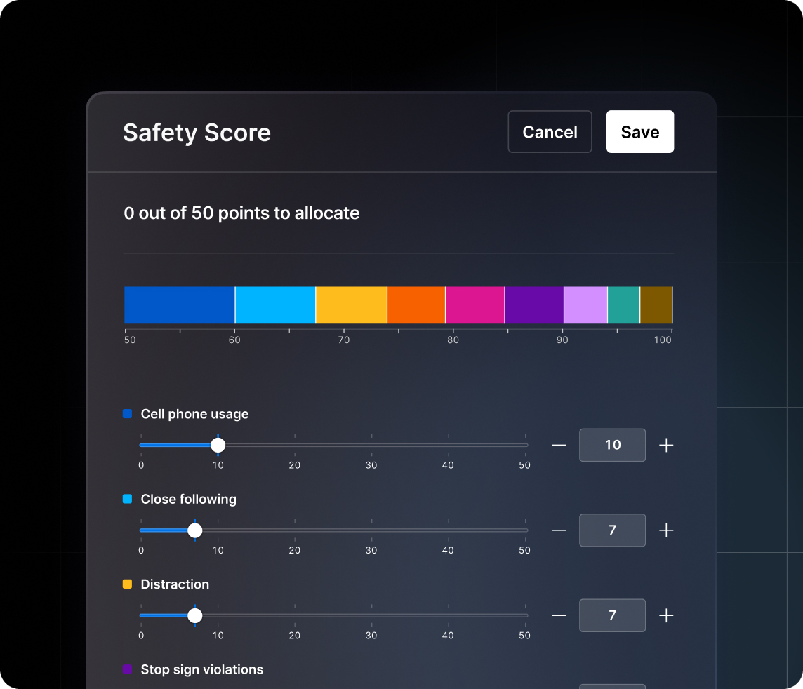 driver safety score measurement in motive app