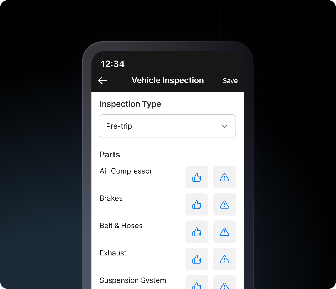 vehicle inspection and maintenance records in motive app