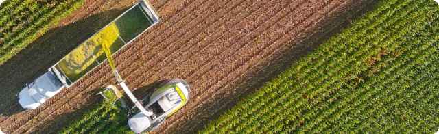 aerial picture of farm equipment