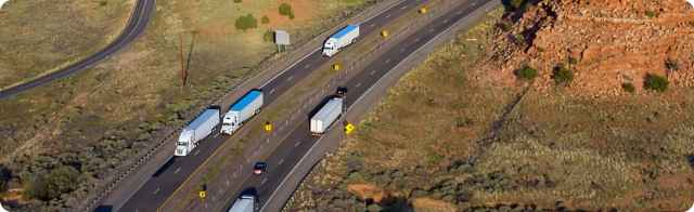 trucks on a highway