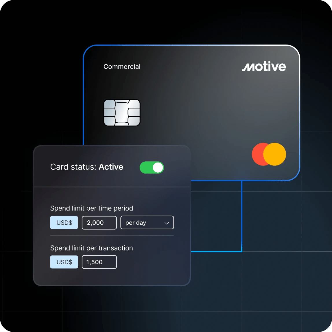 motive card spend limits in application