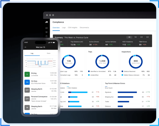 Compliance dashboards in Motive's platform