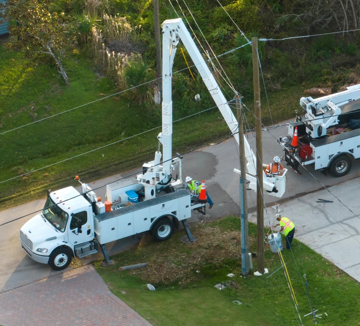 bucket truck servicing telecom service line