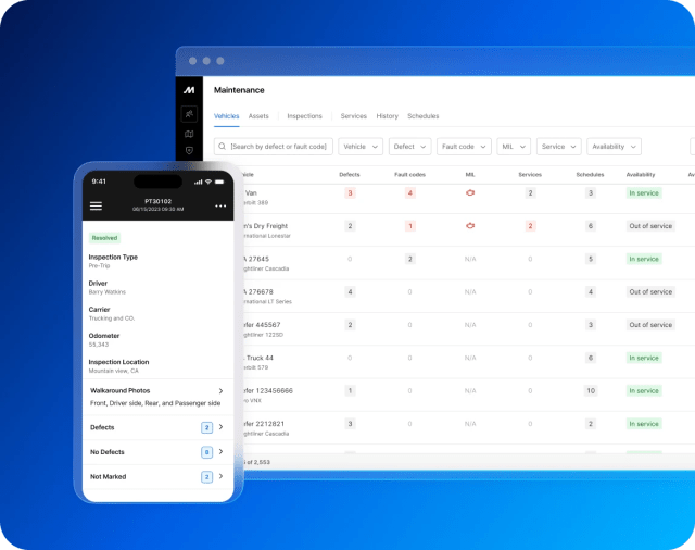 fleet maintenance software - inspection dashboard