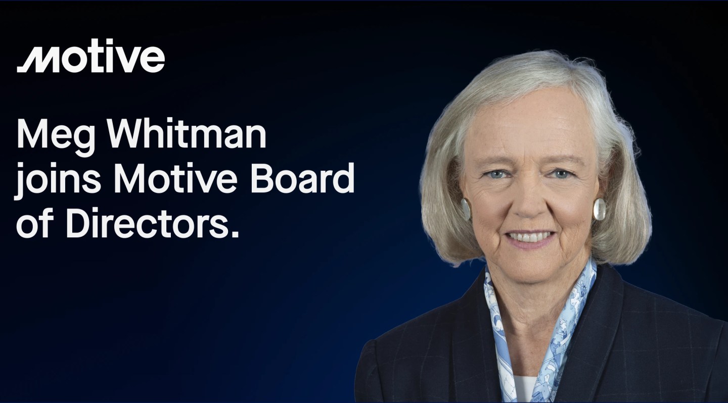 Motive Appoints Meg Whitman to Board of Directors.