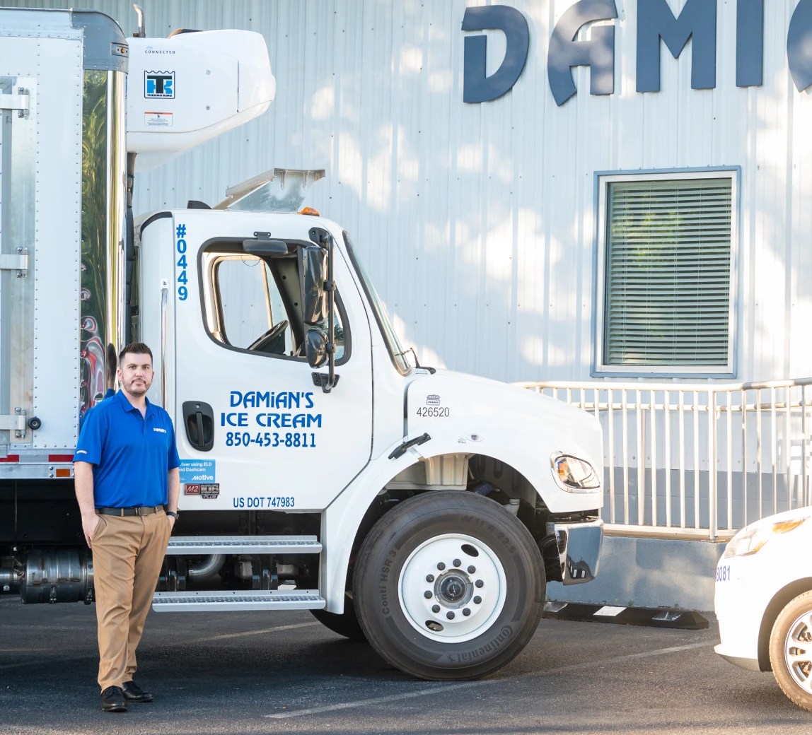 damians wholesale ice cream truck and worker