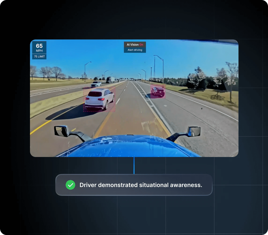 ai dashcam on truck road view