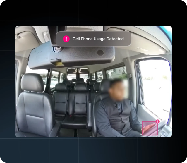Motive in-cabin ai dash camera detecting driver cell phone use.