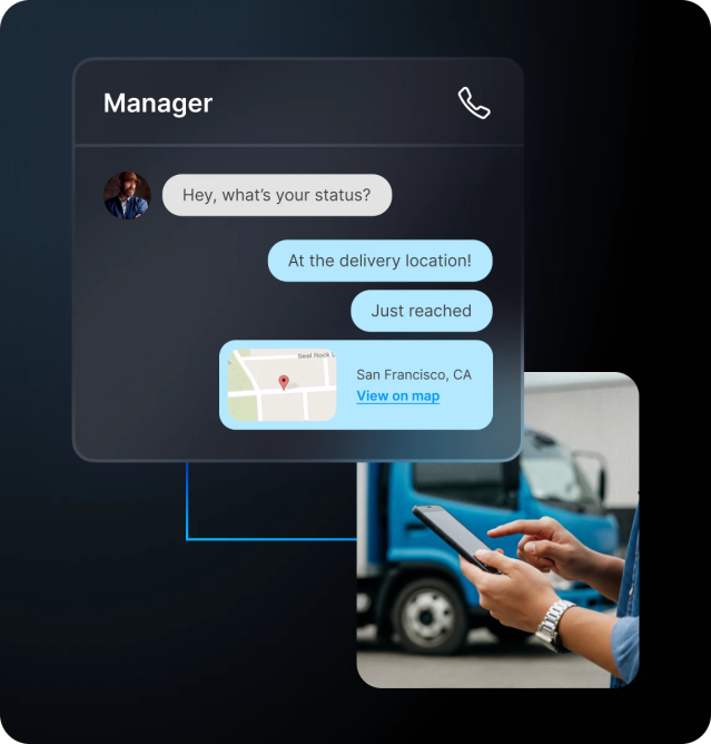 in app messaging with fleet dispatch