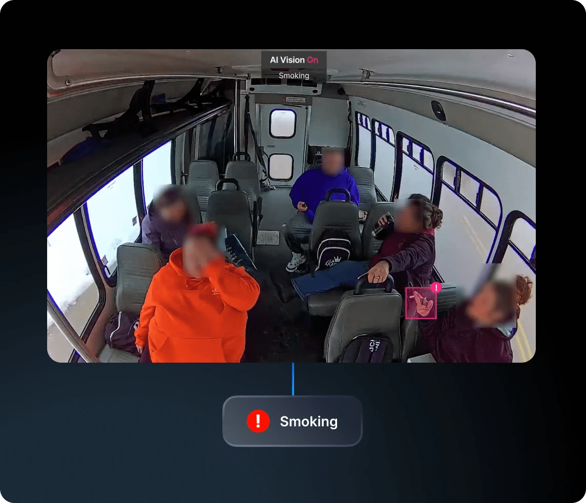 passenger monitoring ai vision on bus detecting smoking
