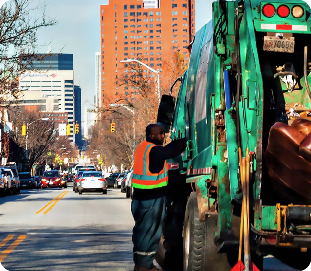 garbage truck on a street