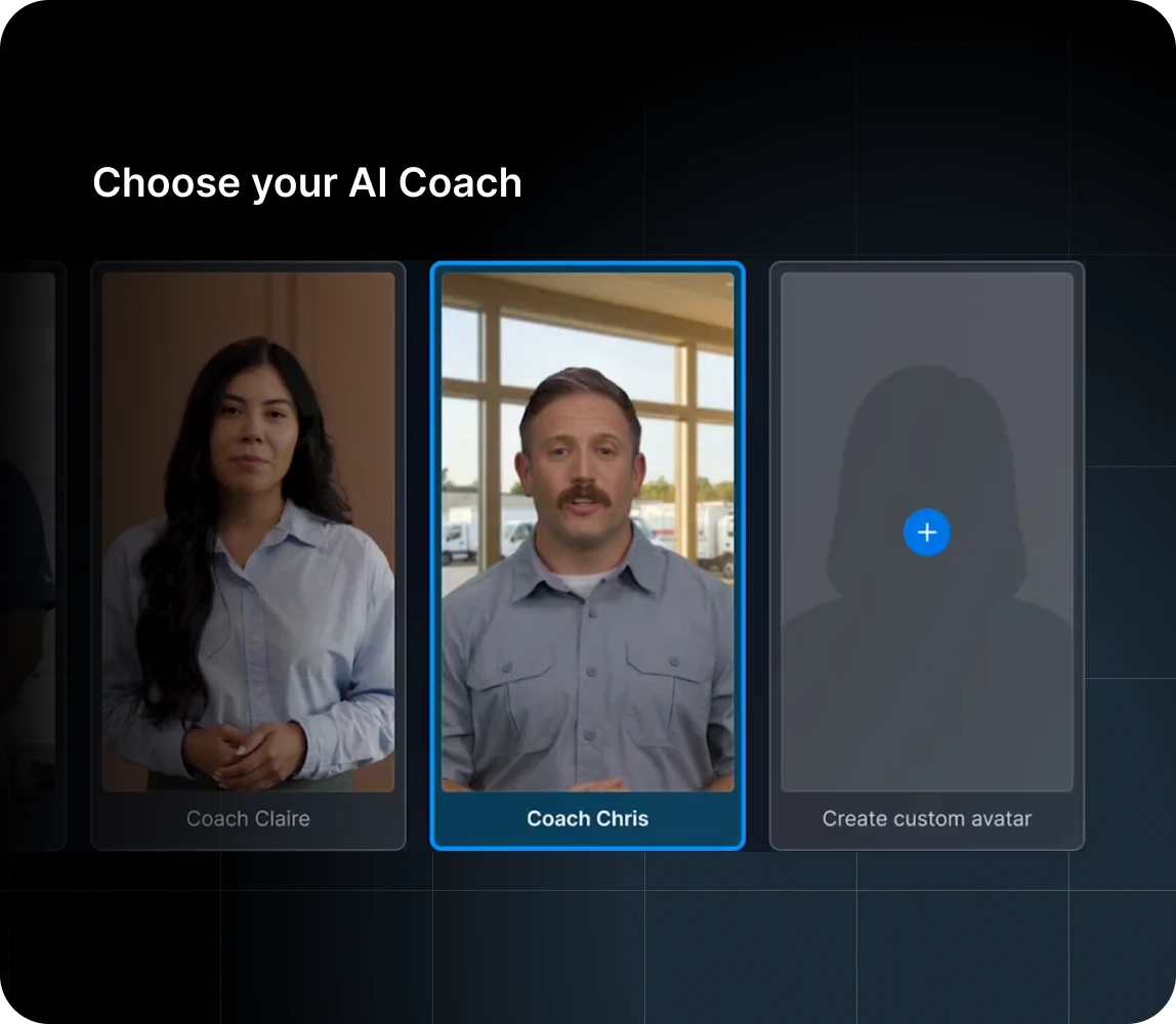 premade and custom AI coach avatars in Motive app