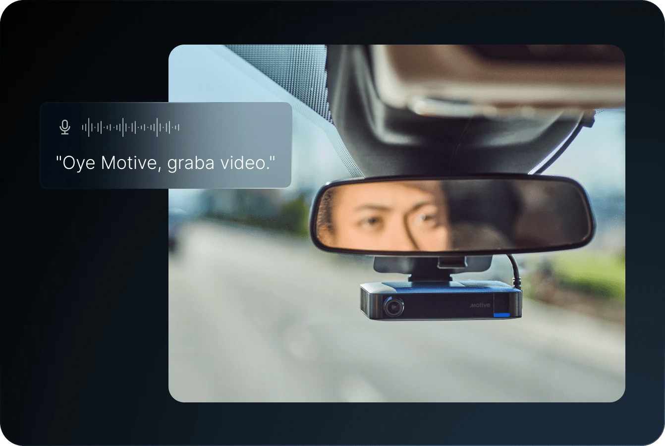 driver using ai dashcam voice assistant to capture video