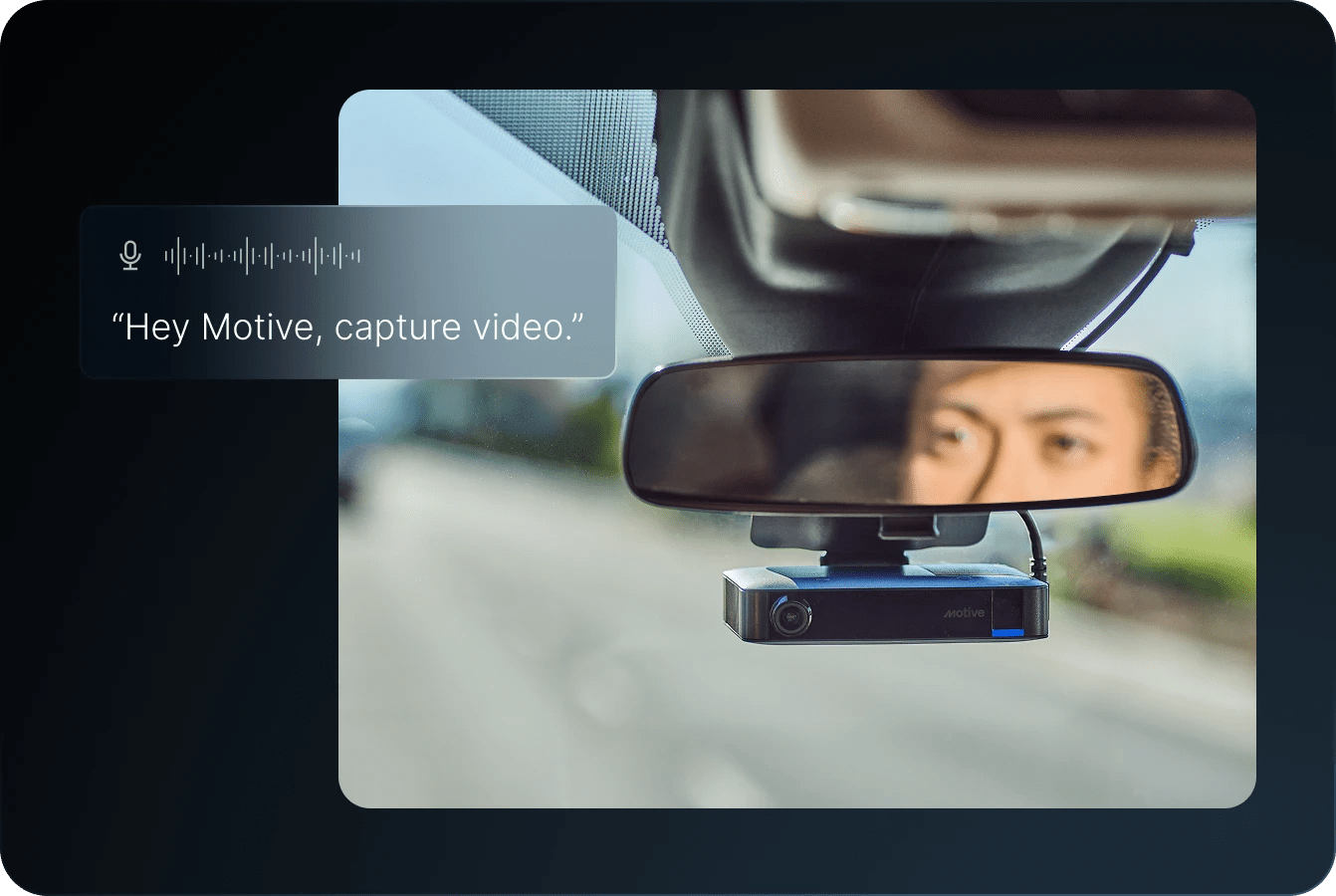 driver using ai dashcam voice assistant to capture video