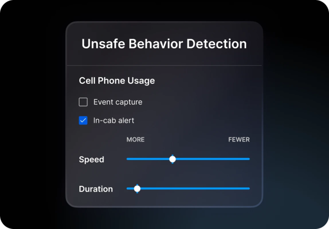 Unsafe behavior detection settings