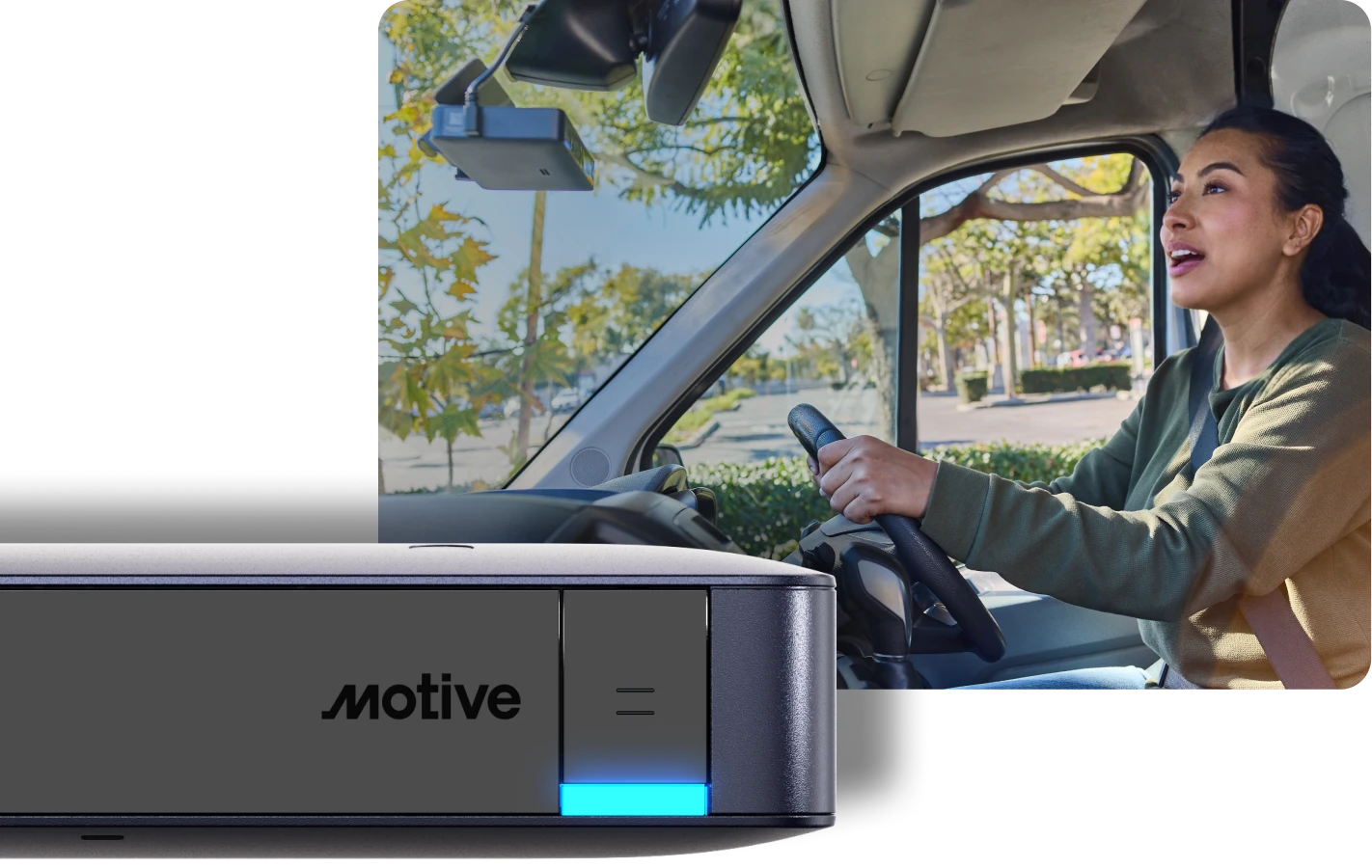 truck driver using two way handsfree calling with dashcam