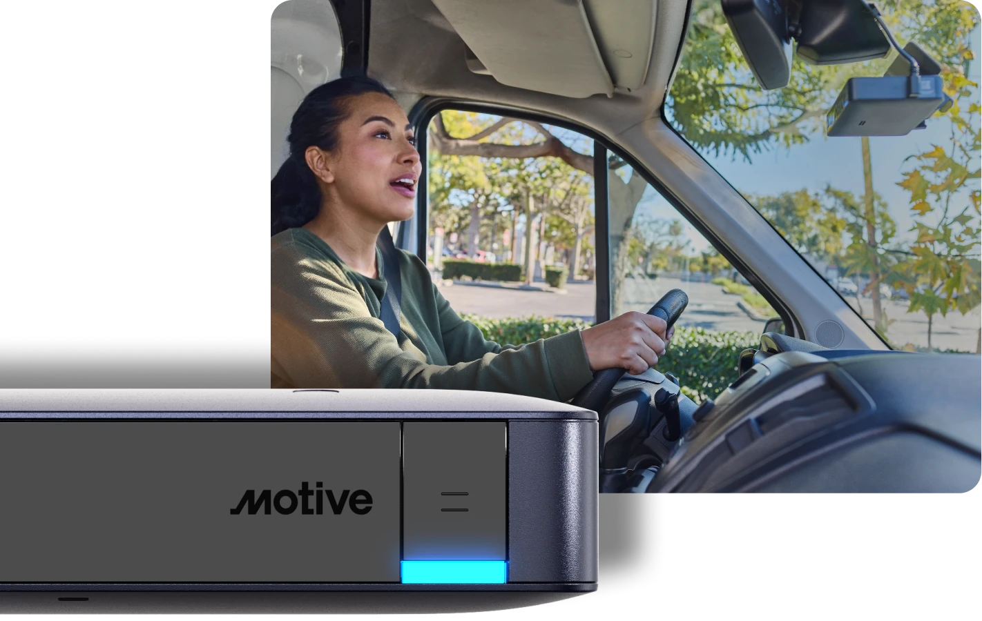 truck driver using two way handsfree calling with dashcam