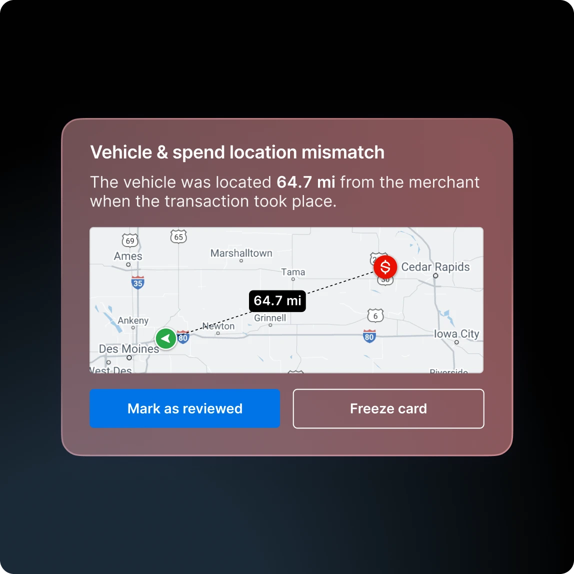 vehicle location tracking to prevent fuel card fraud