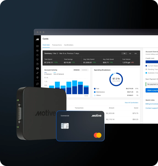 motive card summary screen - integrated with ifta reporting solution