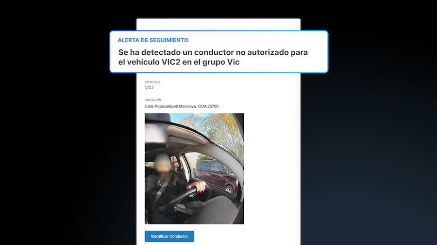 Detecta amenazas más rápido con las Alertas de Conductor Desconocido en tiempo real.