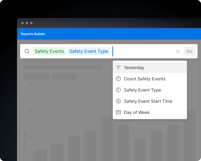 report builder filtering safety events in motive analytics
