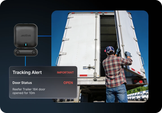 driver opening reefer trailer and door environmental sensor showing open status