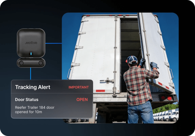 driver opening reefer trailer and door environmental sensor showing open status