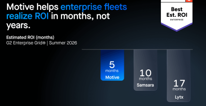 Motive helps enterprise fleets realize ROI in months, not years.