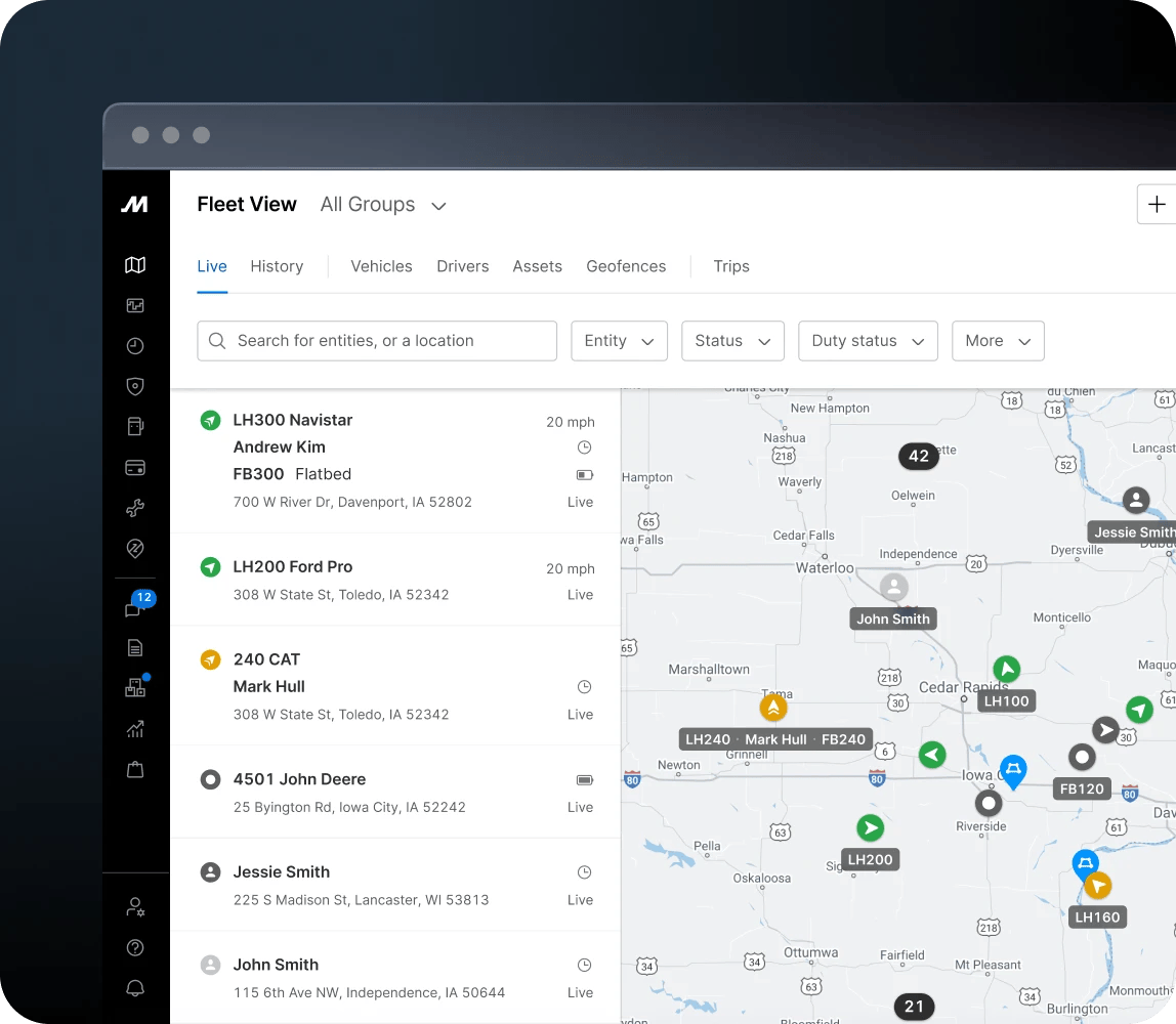 unified view of vehicles and assets in fleet view