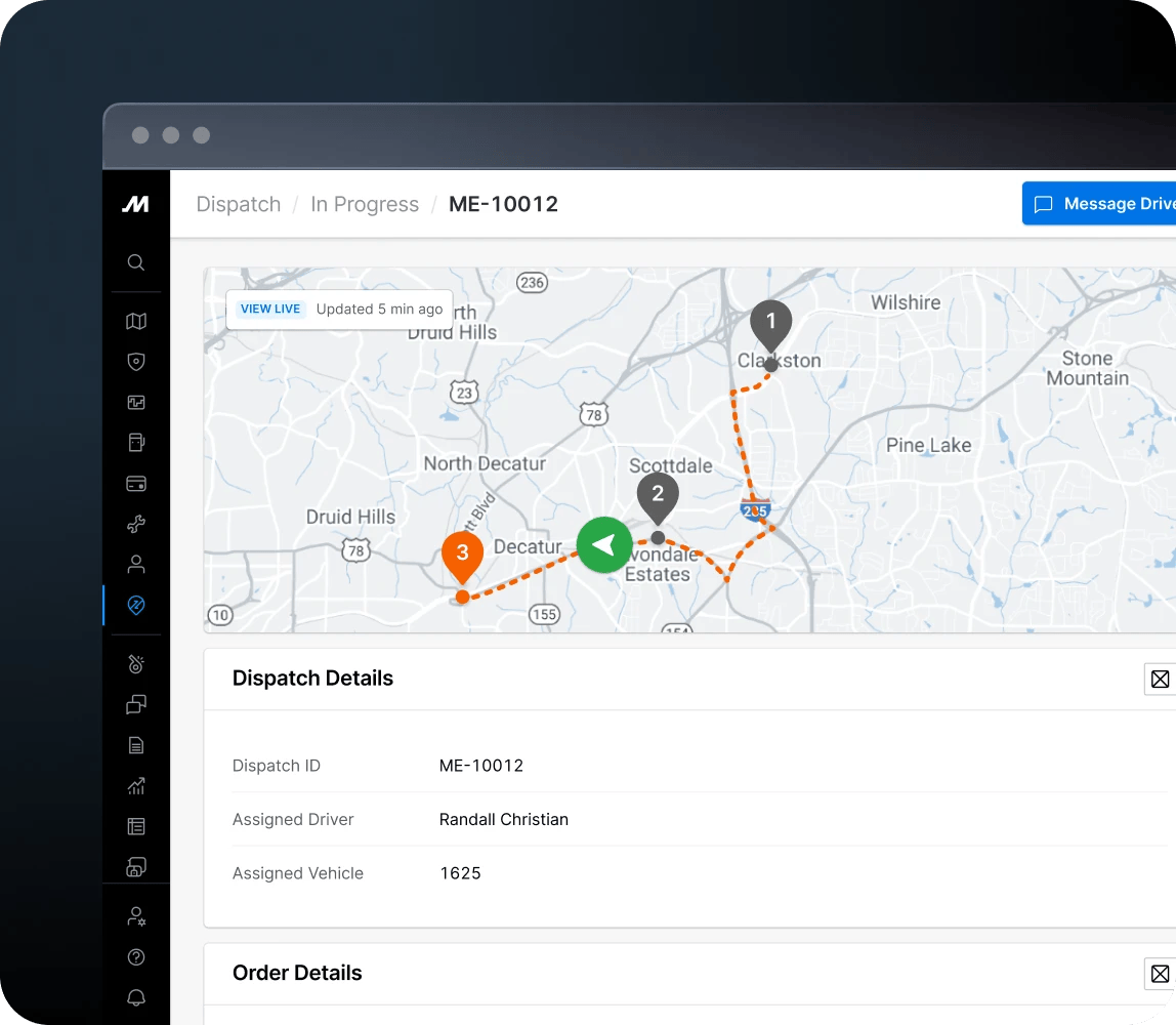 fleet dispatch dashboard in motive's platform
