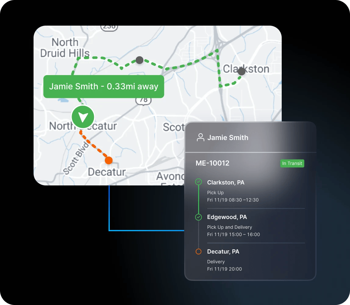 dispatch board map and driver information