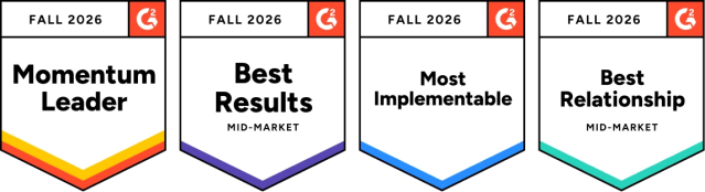 Motive wins G2 Fall 2026 Momentum Leader badge, G2 Fall 2026 Best Results for Mid-Market badge, G2 Fall 2026 Most Implementable badge, and G2 Fall 2026 Best Relationship for Mid-Market badge