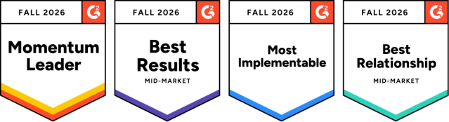 Motive wins G2 Fall 2026 Momentum Leader badge, G2 Fall 2026 Best Results for Mid-Market badge, G2 Fall 2026 Most Implementable badge, and G2 Fall 2026 Best Relationship for Mid-Market badge