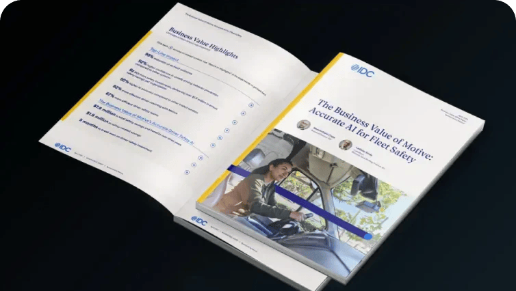 International Data Corporation (IDC) white paper on "The Business Value of Motive: Accurate AI for Fleet Safety" featuring Motive business value highlights