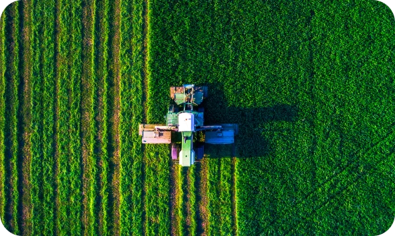 aerial view of agriculture machine in field