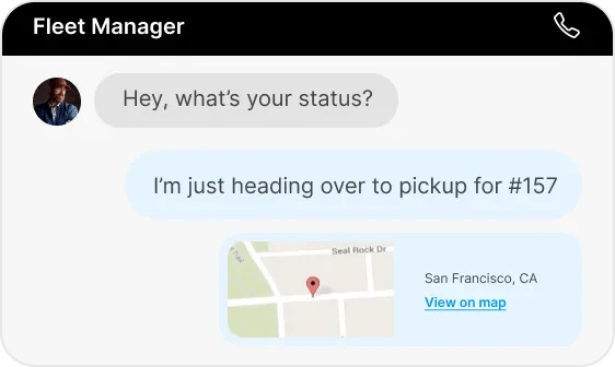 in app messaging with fleet dispatch