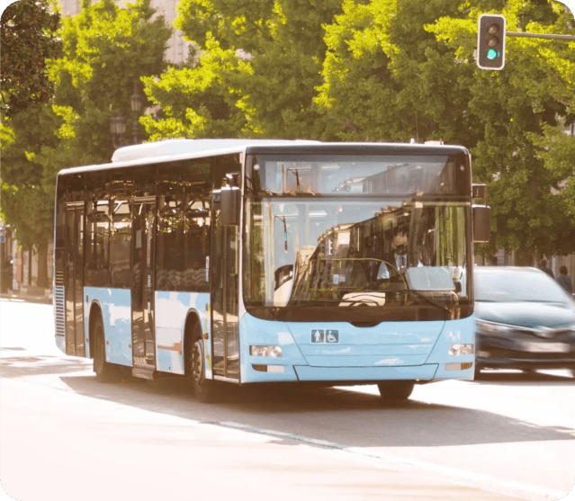 public transit bus on the road