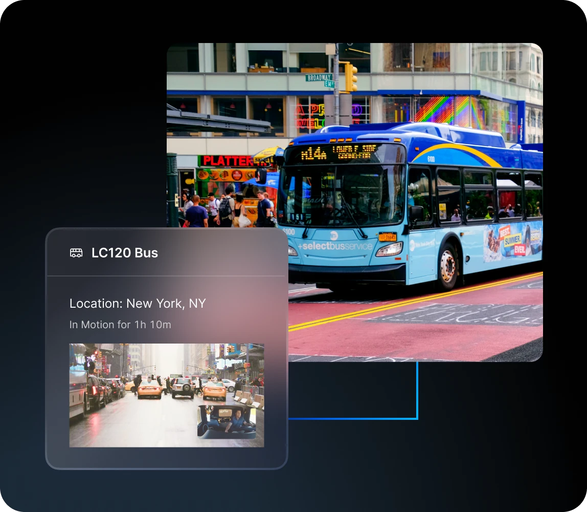 city bus with dual-facing dashcam views