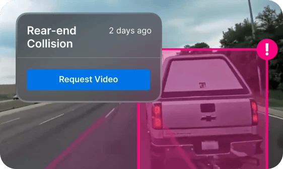 rear-end collision with UI overlay to request video of the event