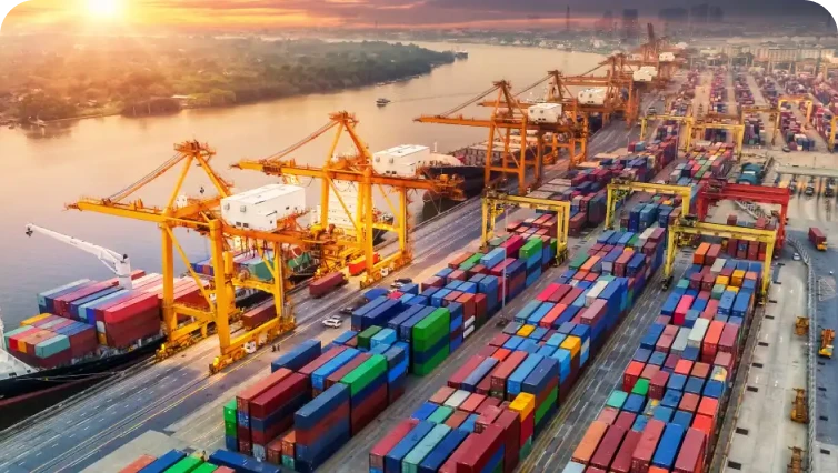 aerial view of shipping port