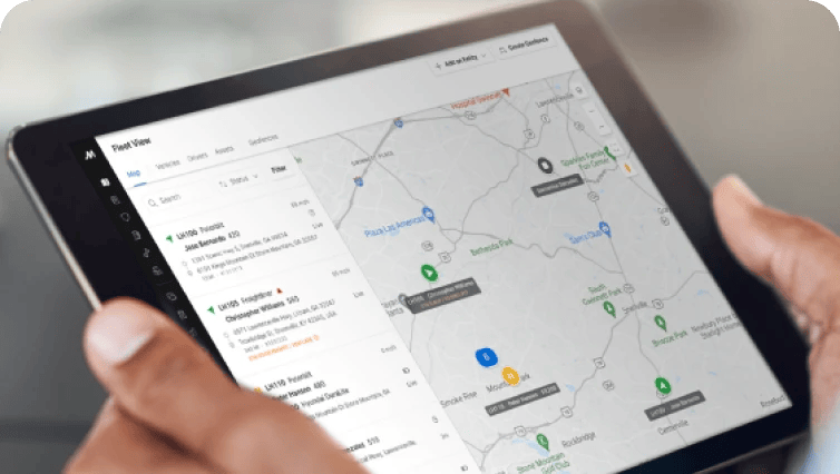 fleet view in motive's platform viewed on a tablet